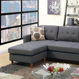 Blue Grey Polyfiber Sectional Sofa Living Room Furniture Reversible Chaise Couch Pillows Tufted Back Modular Sectionals | Home Elegance USA