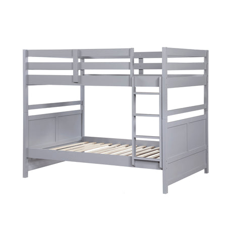 Bunk Bed Full Over Full Gray Finish Sturdy Wood Frame Guard Rails Youth Bedroom Furniture 1pc - sold by Home Elegance USA