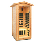 Sauna de infrarrojos lejanos de abeto antiguo para una persona con control LCD y audio Bluetooth.