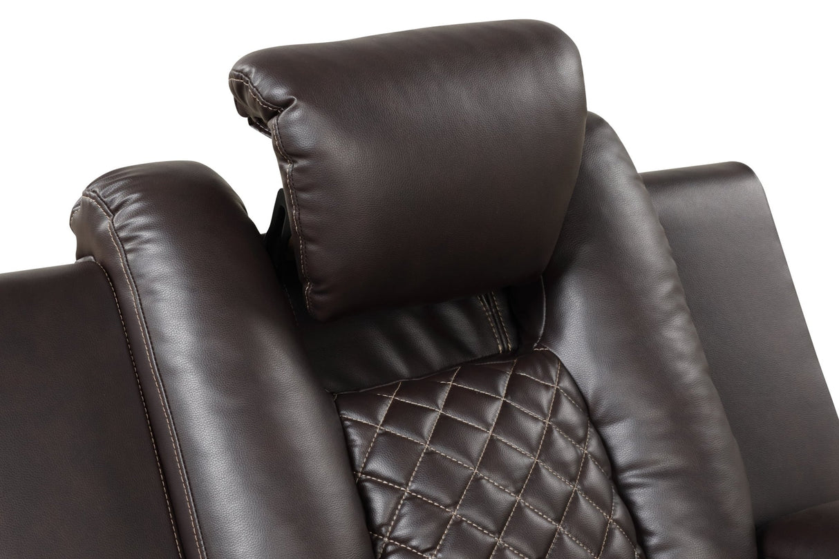 Benz LED & Power Reclining Sofa Made With Faux Leather in Brown - B00962176 - Home Elegance USA - 10