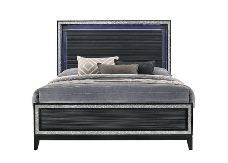 Acme - Haiden Queen Bed W/Led 28430Q LED & Weathered Black Finish