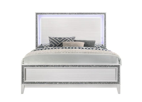 Acme - Haiden EK Bed W/Led 28447EK White Finish