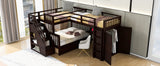 Twin-Twin over Full L-Shaped Bunk Bed With 3 Drawers, Portable Desk and Wardrobe, Espresso(OLD SKU:LT100542AAP) - sold by Home Elegance USA