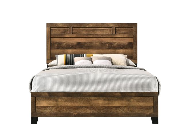 Acme - Morales EK Bed 28597EK Rustic Oak Finish