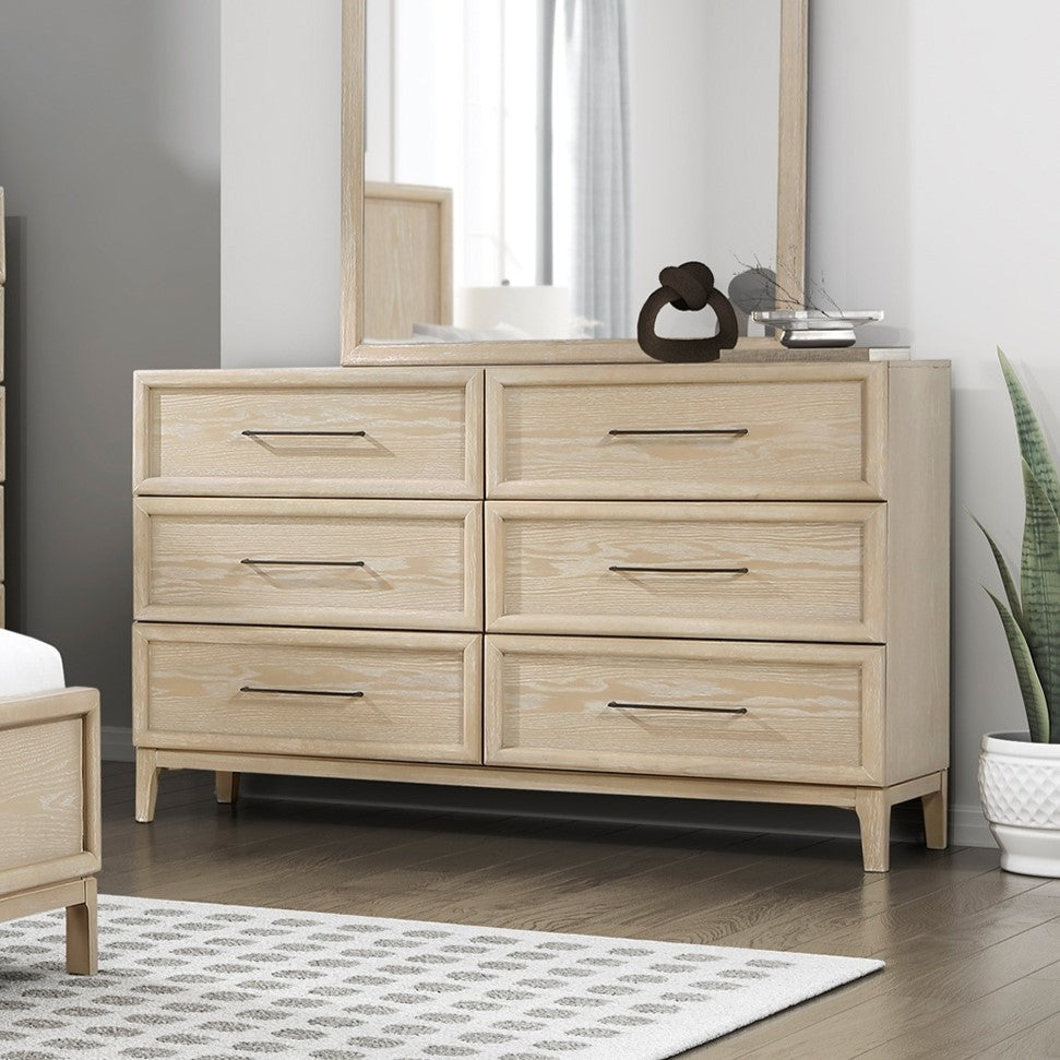 light brown dresser for bedroom Contemporary 6-Drawer Bedroom Dresser with Light Brown Finish