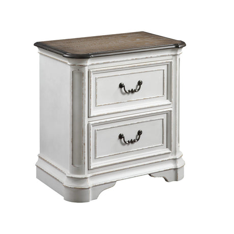 Acme - Florian Nightstand 28723 Antique White & Oak Finish