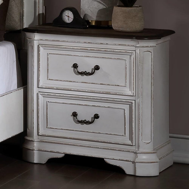 Acme - Florian Nightstand 28723 Antique White & Oak Finish