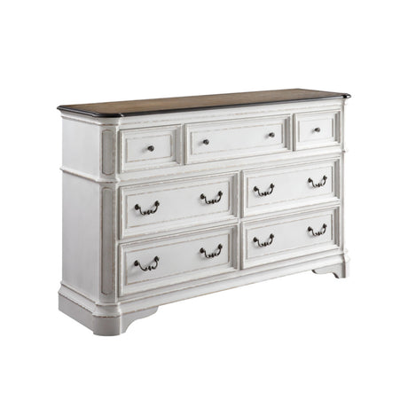 Acme - Florian Dresser 28725 Antique White & Oak Finish