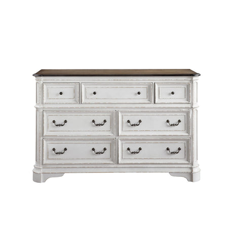 Acme - Florian Dresser 28725 Antique White & Oak Finish