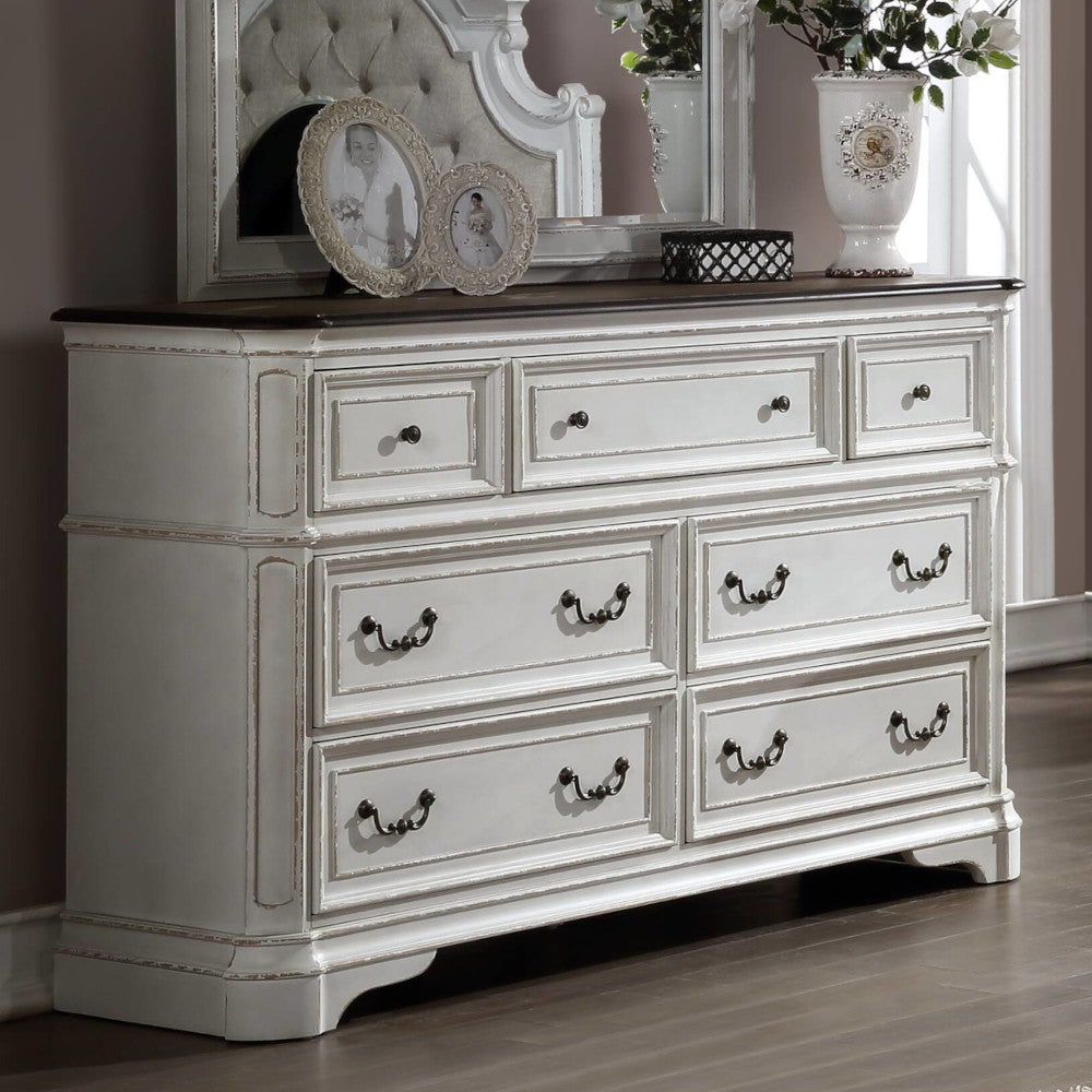 antique white dresser Florian Dresser in Antique White & Oak Finish