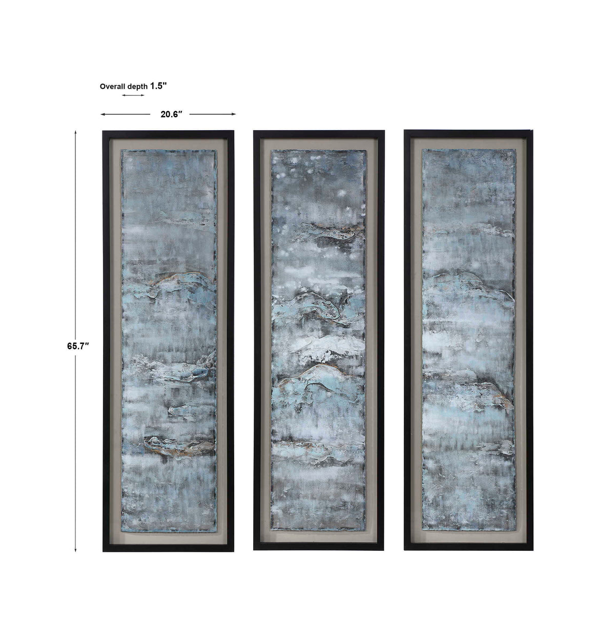 Ocean Swell Painted Metal Art (Set of 3) - Blue by Uttermost - View 7