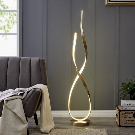 Vienna LED 55" Tall Floor Lamp // Sandy Gold  | Finesse - Home Elegance USA