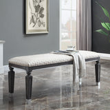 Acme - House Beatrice Bench 28817 Two Tone Beige Fabric, Charcoal Finish