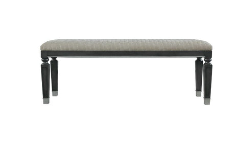 Acme - House Beatrice Bench 28817 Two Tone Beige Fabric, Charcoal Finish