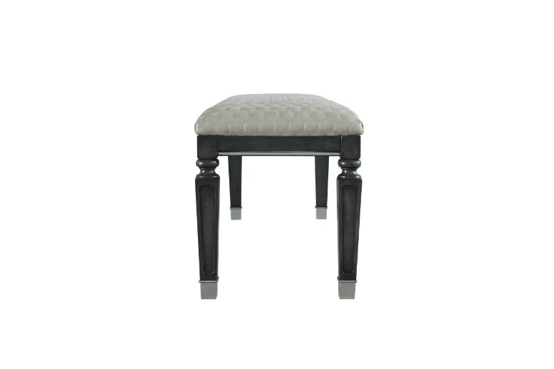 Acme - House Beatrice Bench 28817 Two Tone Beige Fabric, Charcoal Finish