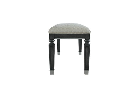 Acme - House Beatrice Bench 28817 Two Tone Beige Fabric, Charcoal Finish