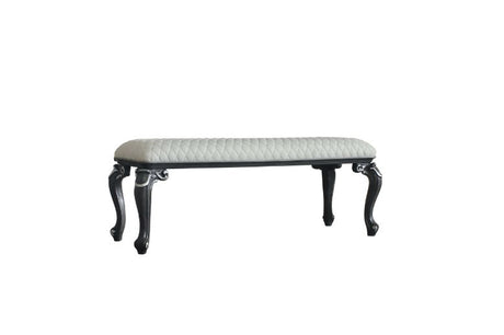 Acme - House Delphine Bench 28837 Two Tone Ivory Fabric & Charcoal Finish