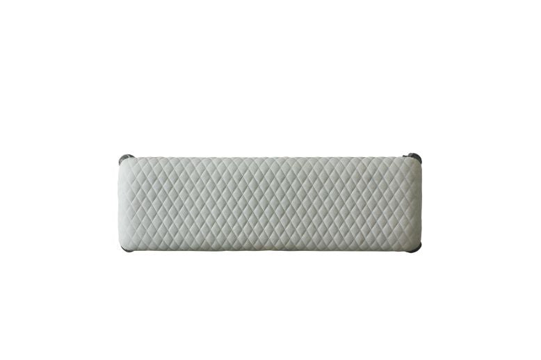 Acme - House Delphine Bench 28837 Two Tone Ivory Fabric & Charcoal Finish