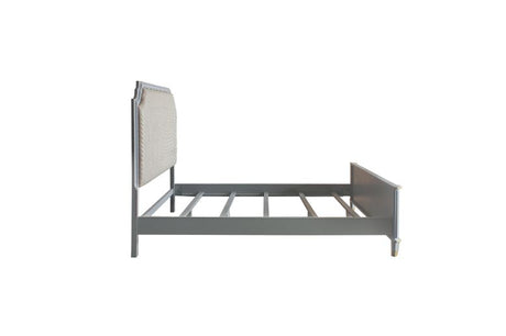 Acme - House Marchese CK Bed 28874CK Two Tone Beige Fabric & Pearl Gray Finish