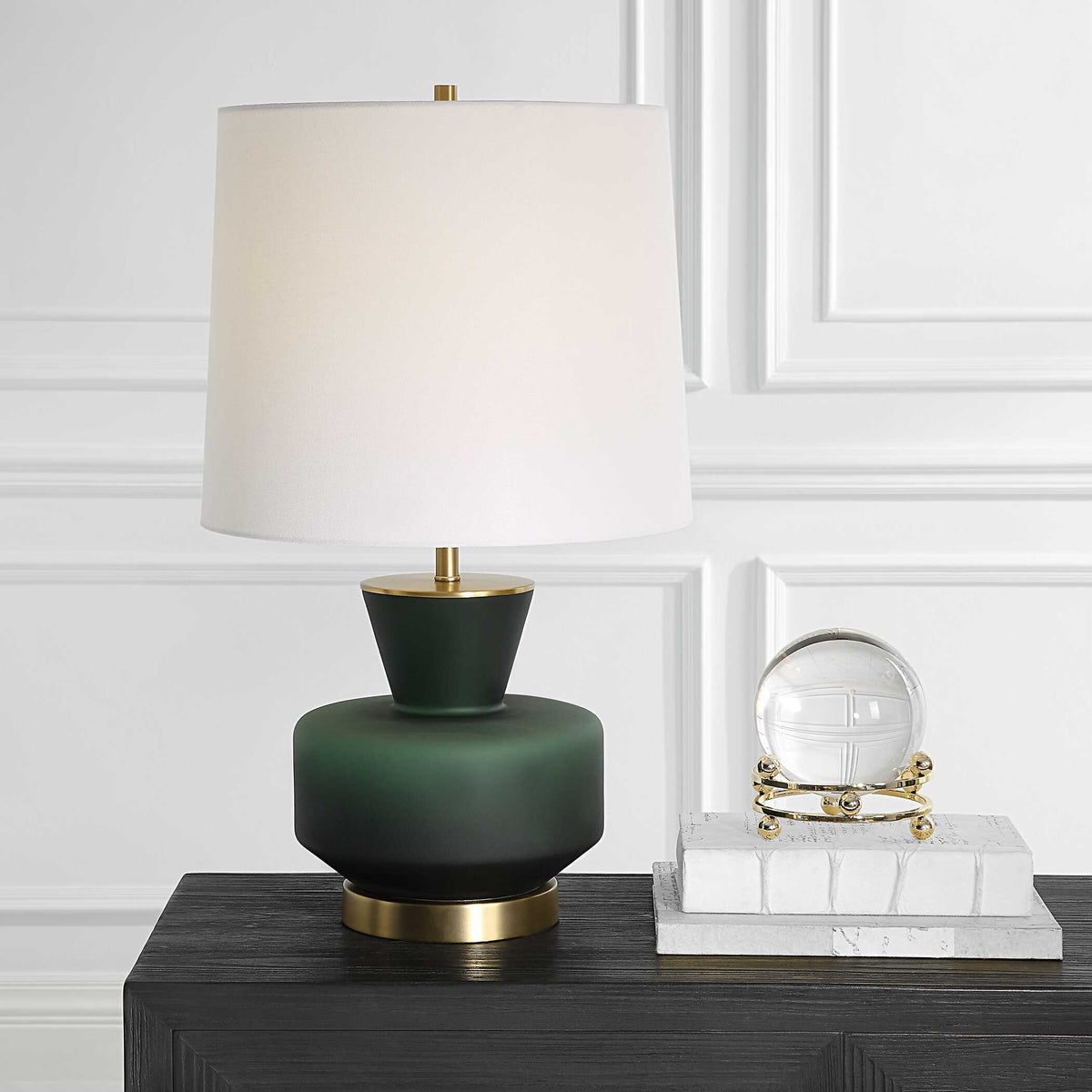 Trentino Table Lamp Dark Emerald Green - Dark Green / White by Uttermost - View 5