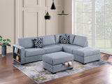 3-Piece Reversible Sectional w Ottoman Functional Storage Sofa w Shelf Reversible Chaise Storage Ottoman Living Room Furniture