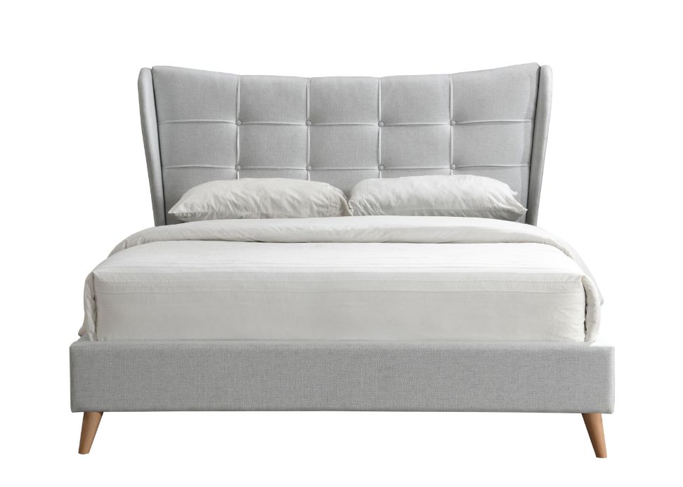 Acme - Duran EK Bed 28957EK Light Gray Fabric