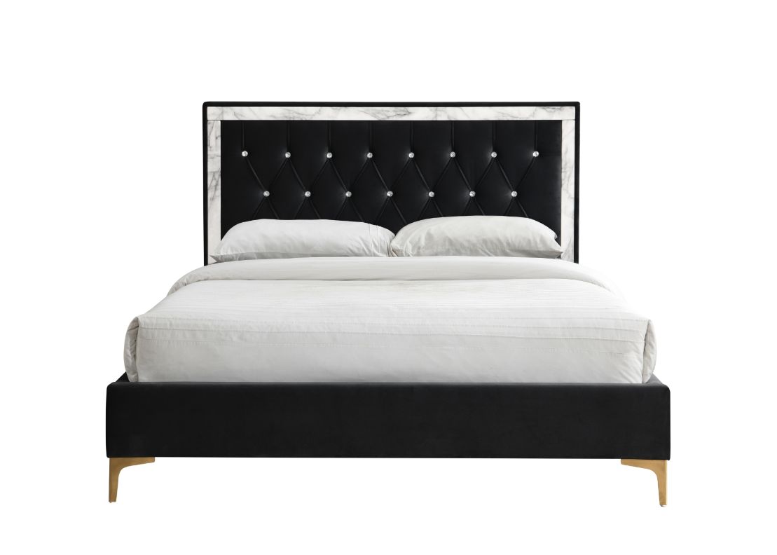 Acme - Rowan EK Bed 28987EK Black Fabric