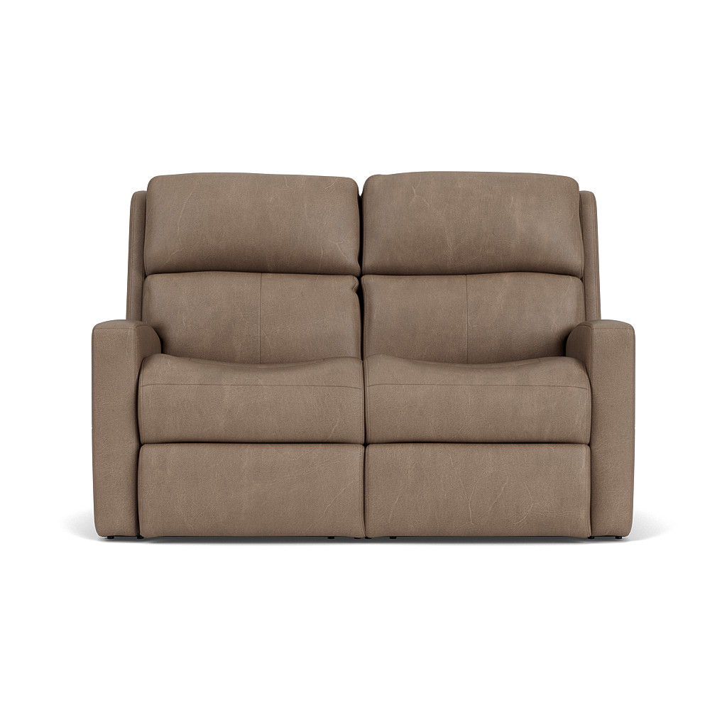 Catalina Transitional Leather Power Reclining Loveseat, Power Headrests | Flexsteel