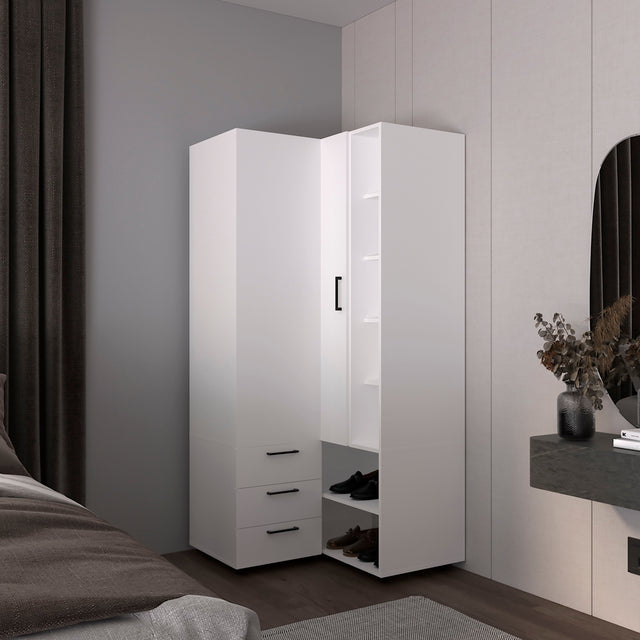 Armoire 70.9' H, 1 Door, 3 Drawers, 7 Shelves, 10 Legs, White - Bedroom - sold by Home Elegance USA