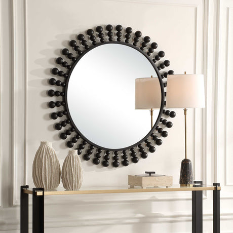 Aziel Round Mirror - Black by Uttermost - View 3