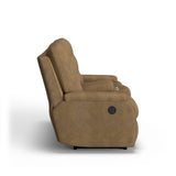 Kerrie Transitional Fabric Power Reclining Loveseat With Console | Flexsteel
