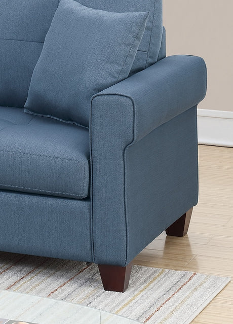 Blue Color Glossy Polyfiber Tufted Cushion Couch Sectional Sofa Chaise Living Room Furniture Reversible Sectionals Chaise - sold by Home Elegance USA