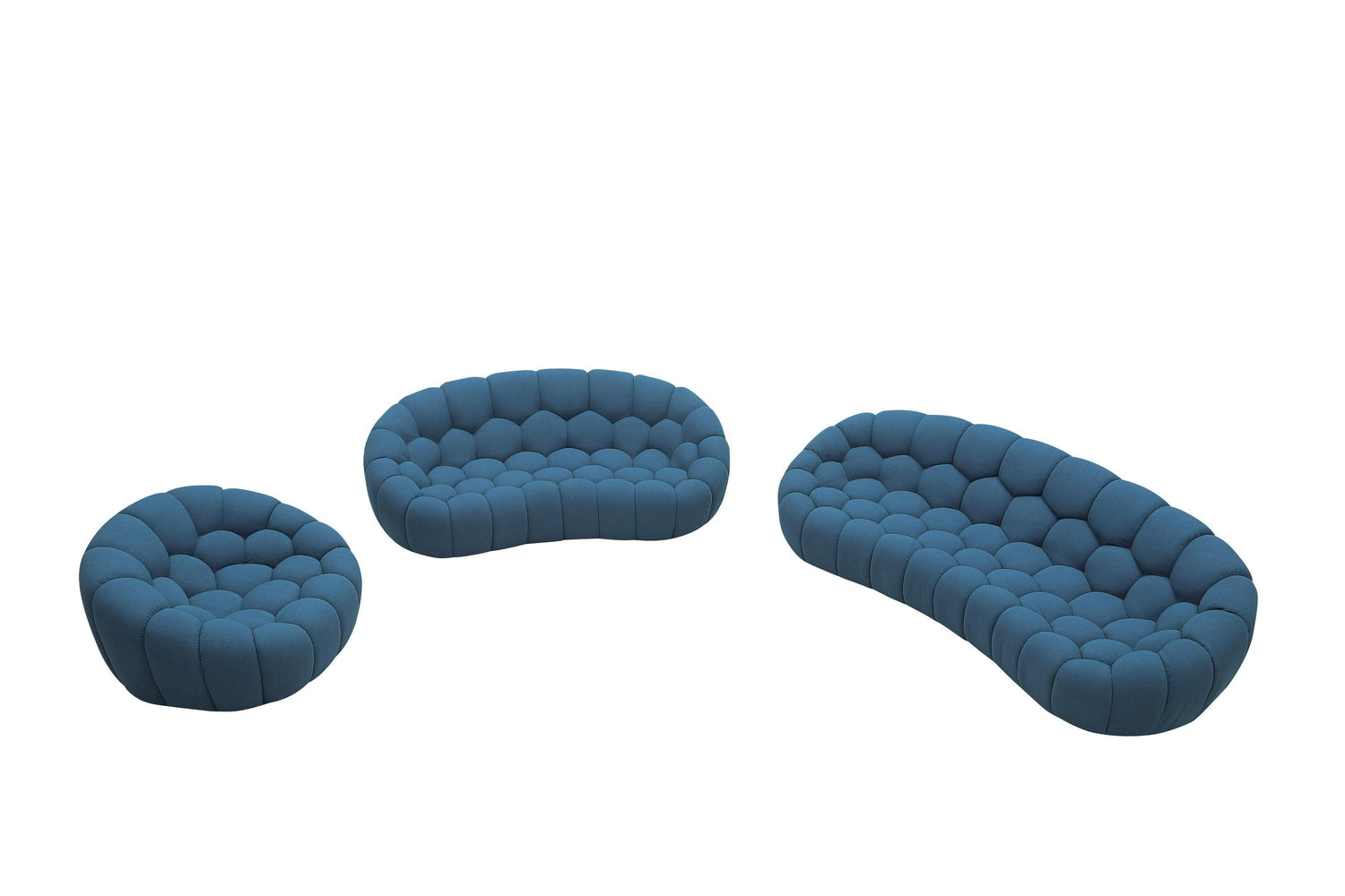 Divani Casa Yolonda - Modern Curved Dark Teal Fabric Sofa Set - Home Elegance USA