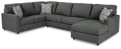 Ashley Charcoal Edenfield 29003S2 3 - Piece Sectional with Chaise - Chenille | Home Elegance USA