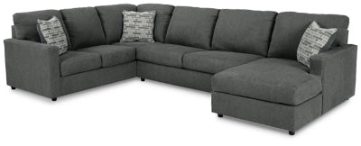 Ashley Charcoal Edenfield 29003S2 3-Piece Sectional with Chaise - Chenille