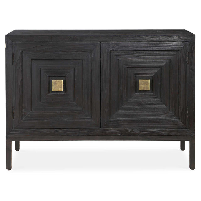 Aiken 2 Door Cabinet Dark Walnut - Black / Light Brown by Uttermost - View 1