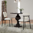 3- Piece Dining Set,Upholstered Dining Chairs With Metal Legs (Set of 2) (Beige+Black) + Round Dining Table - sold by Home Elegance USA