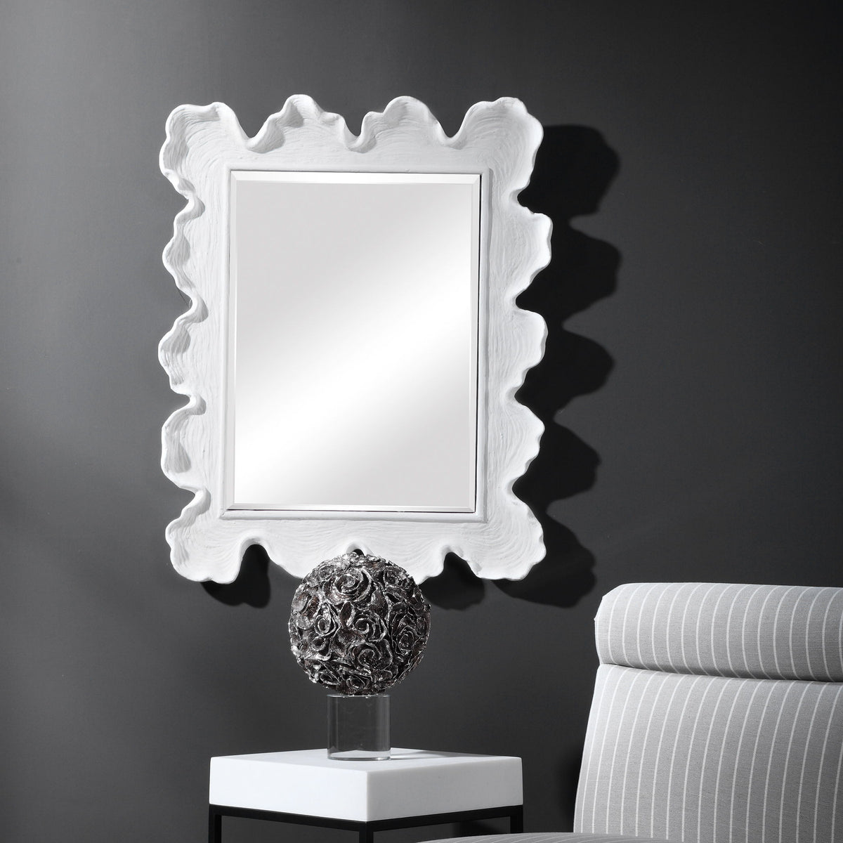 Sea Coral Coastal Mirror - Silver / White by Uttermost - View 5