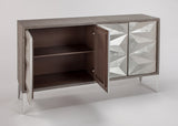 Artmax 2927-S Cabinet | Hand-Painted Silverleaf Spike Design Storage Cabinet with Optional Mirror