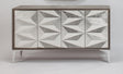 Artmax 2927-S Cabinet | Hand-Painted Silverleaf Spike Design Storage Cabinet with Optional Mirror
