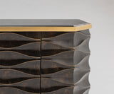 Artmax 2933-S Cabinet | 66-Inch 3D Wave Design Black Marble Top Storage Cabinet with Optional Mirror