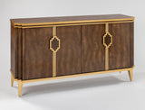 2939-S Cabinet in walnut-stained veneer with gold metallic trim by Artmax – front angle view