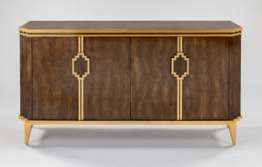 2939-S Cabinet in walnut-stained veneer with gold metallic trim by Artmax – front view