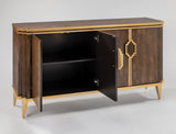 2939-S Cabinet with left open doors revealing storage space – walnut veneer and gold accents by Artmax