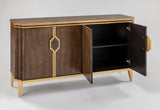 2939-S Cabinet with right open doors revealing storage space – walnut veneer and gold accents by Artmax