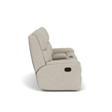 Rio Transitional Fabric Reclining Loveseat With Console | Flexsteel