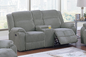 Smoke Color Fur Like Corduroy 1pc Motion Loveseat Living Room Reclining Couch Plush Textured Seat