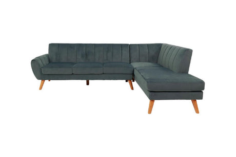 Contemporary 2-Pcs Sectional Set Living Room Furniture Dark Gray Velvet Couch Left Facing Sofa, Right Facing Chaise Plush Cushion - sold by Home Elegance USA