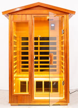 Two person Far infrared Khaya wood outdoor sauna room (Roof & Floor) - Home Elegance USA