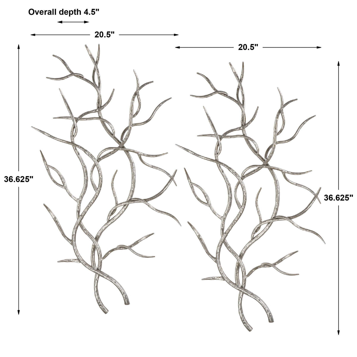 Silver Branches Wall Art (Set of 2) by Uttermost - View 3